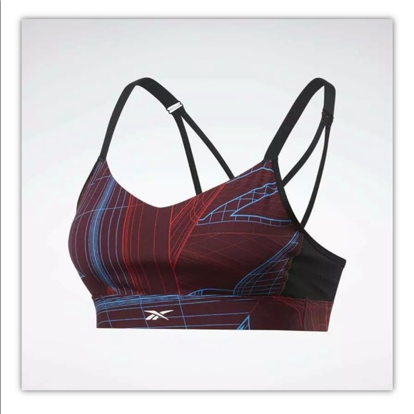 Reebok Womens Sports Bra TS Hero Strappy Tech Twist Padded Maroon Small Pullover - Picture 8 of 8